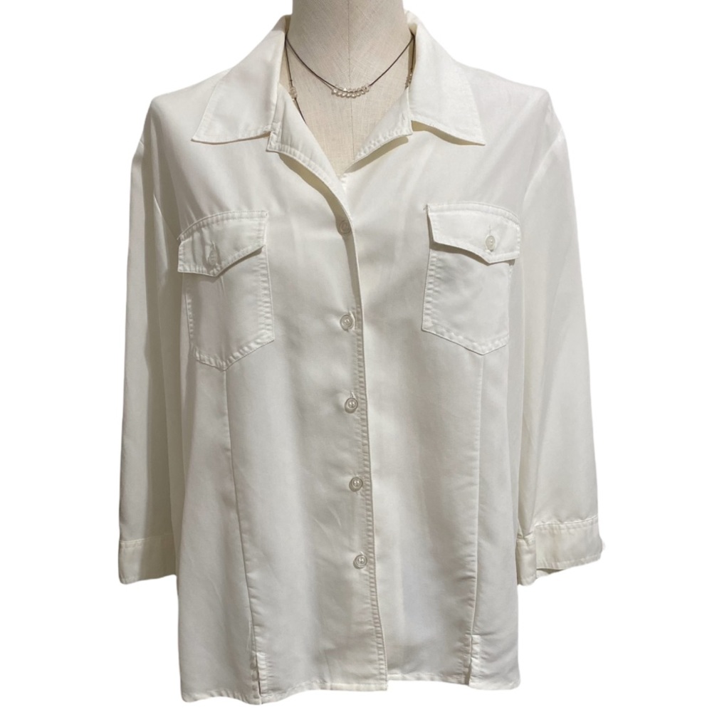 COPY - Ladies WHITE STAG Arctic White Polynosic Rayon Long Sleeve Button Up